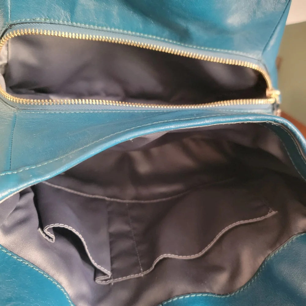Coach 26257 Madison Phoebe Gathered Teal Leather Shoulder Bag